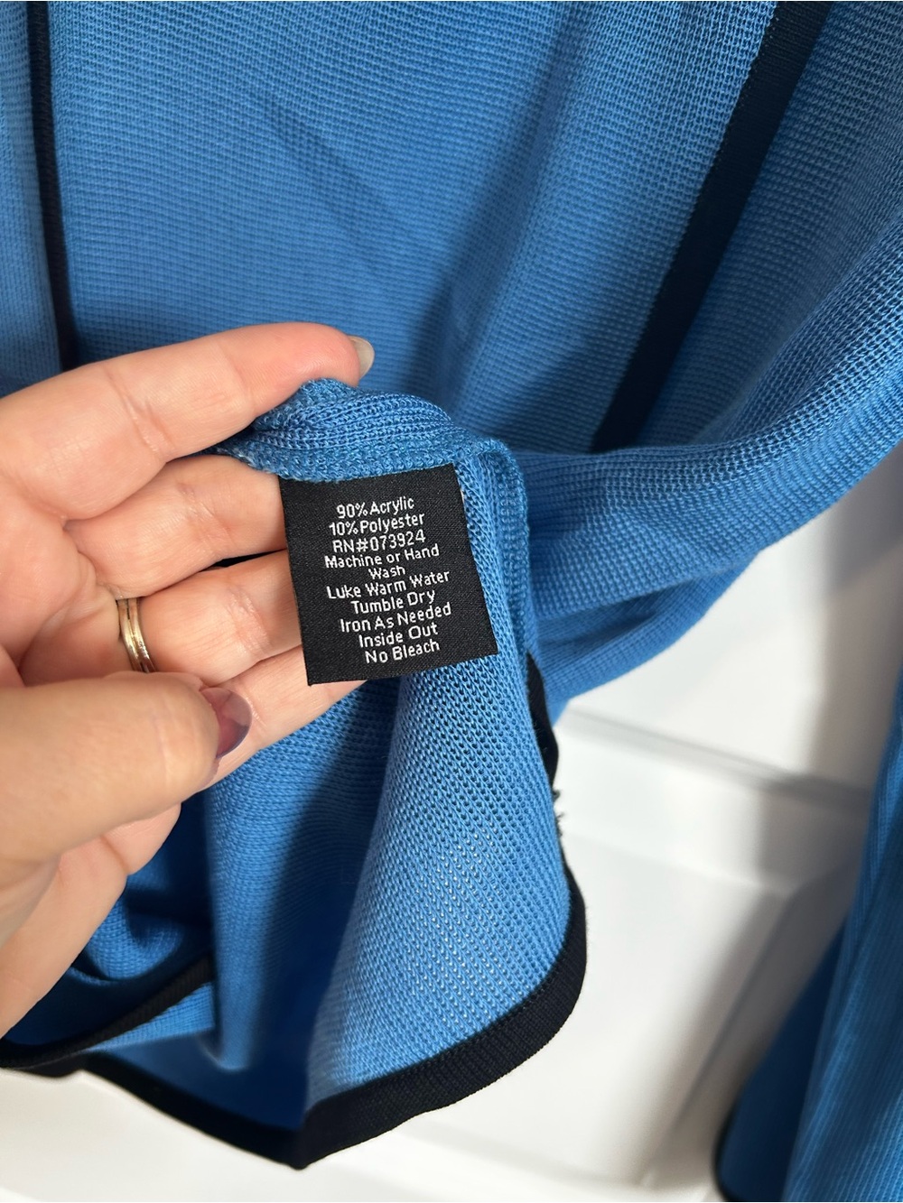 Misook Blue Knit Blazer Cardigan with Black Piping XL - Picture 5 of 5